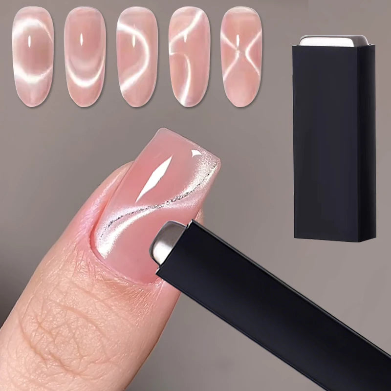 Ribbon Cat Eye Nail Art Magnetic Stick for Gel Nail Polish French Starry Glass Bead Effect Cat Eye Magnet Manicure DIY Tools Zpaxo