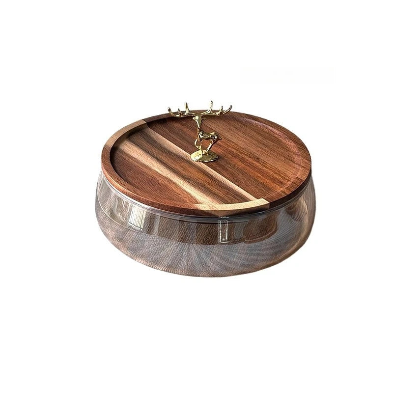 Nut fruit tray candy bowl fruit tray modern living room coffee table double-layer glass household storage box Zpaxo No sealing ring support
