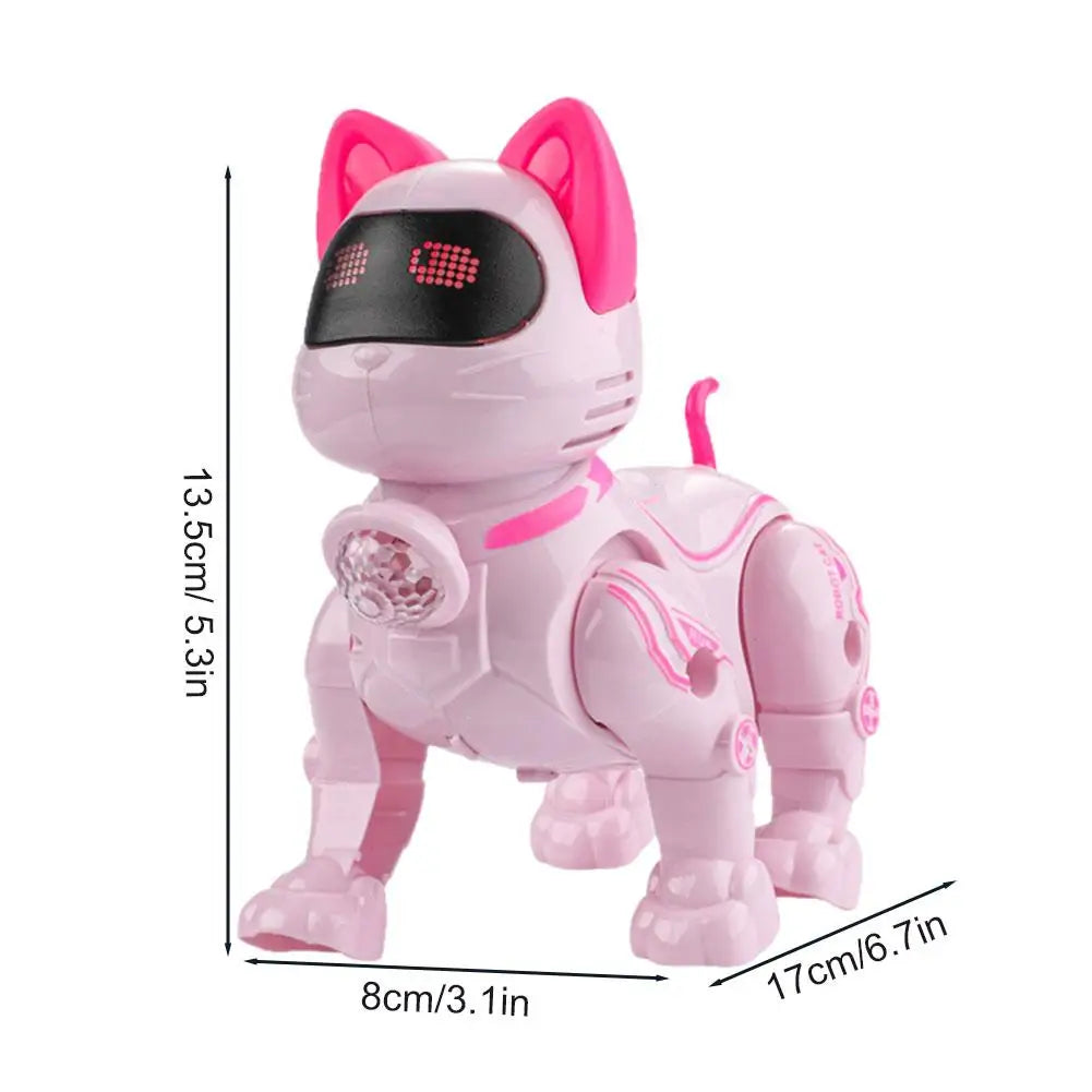 NEW Electric Robot Cat Toy Walking Singing Interactive Pet Toy with Leash Pink Machine Toy Birthday Gift for Kids Boys Girls Zpaxo