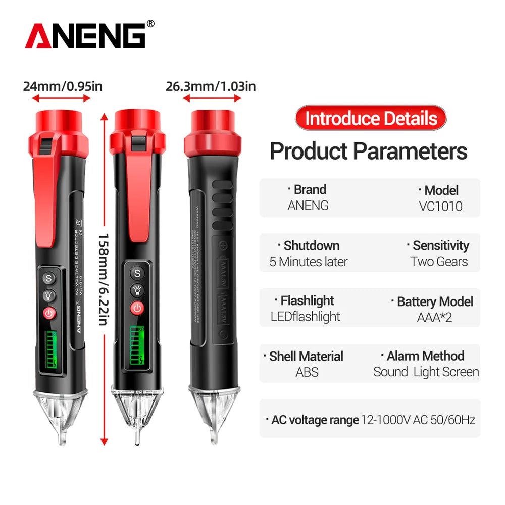 ANENG VC1010 Digital Non-contact Tester Pen Meter 12-1000V Current
