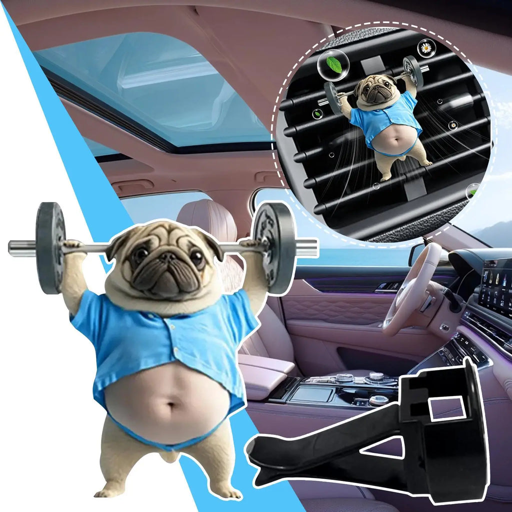 Car Vent Air Freshener Clips 2D Acrylic Weightlifting Dog Shape