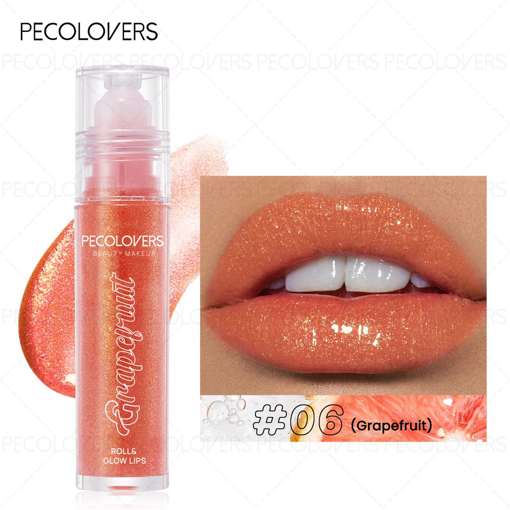 Long Lasting, Non-Stick Cup, Roll-on Lip Oil Colored Lip gloss,Lightweight & Sparkling gloss Zpaxo 06