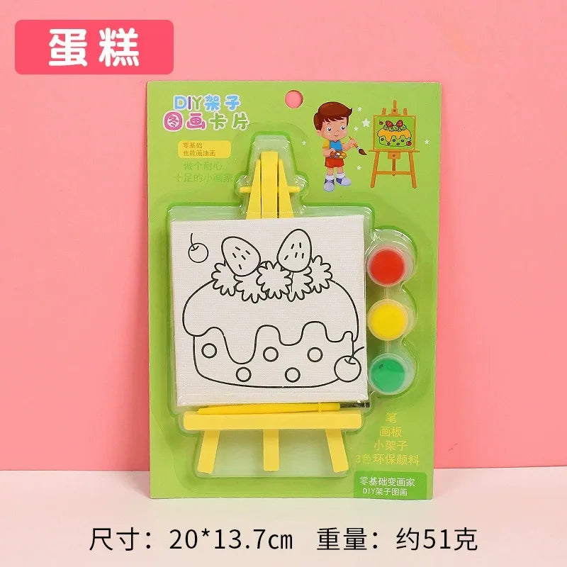Cartoon DIY Oil Painting Frame Art Graffiti Educational Toy for Kids Birthday Party Favors Kindergarten Rewards Pinata Zpaxo Cake