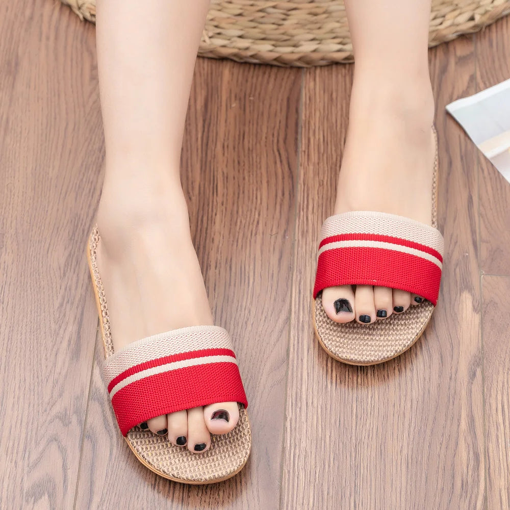 Summer Women Slippers Anti-slip Home Lightweight Shoes Indoor Linen