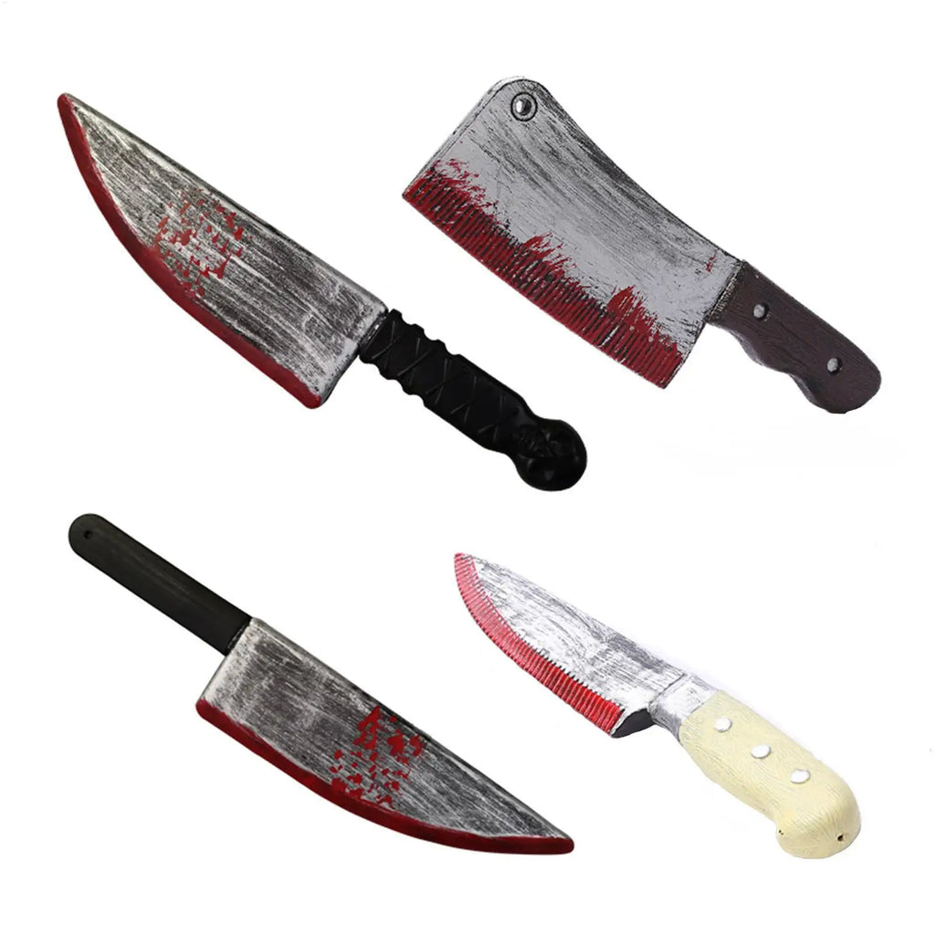Realistic Fake Knife Prop Blood Scary Halloween Decorations Prank Toy