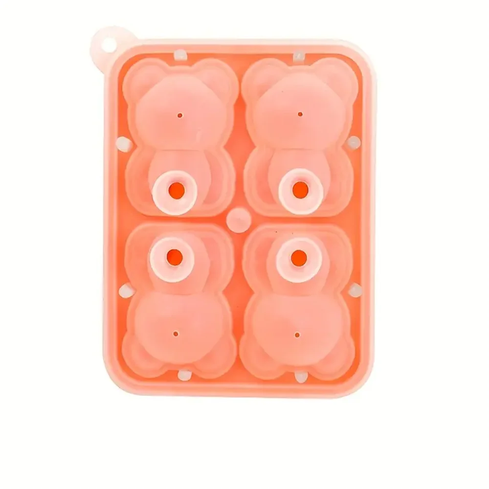 Ice Cube Tray 3D Bear Mold Fun Shapes Silicone Easy Release Flexible Zpaxo Orange