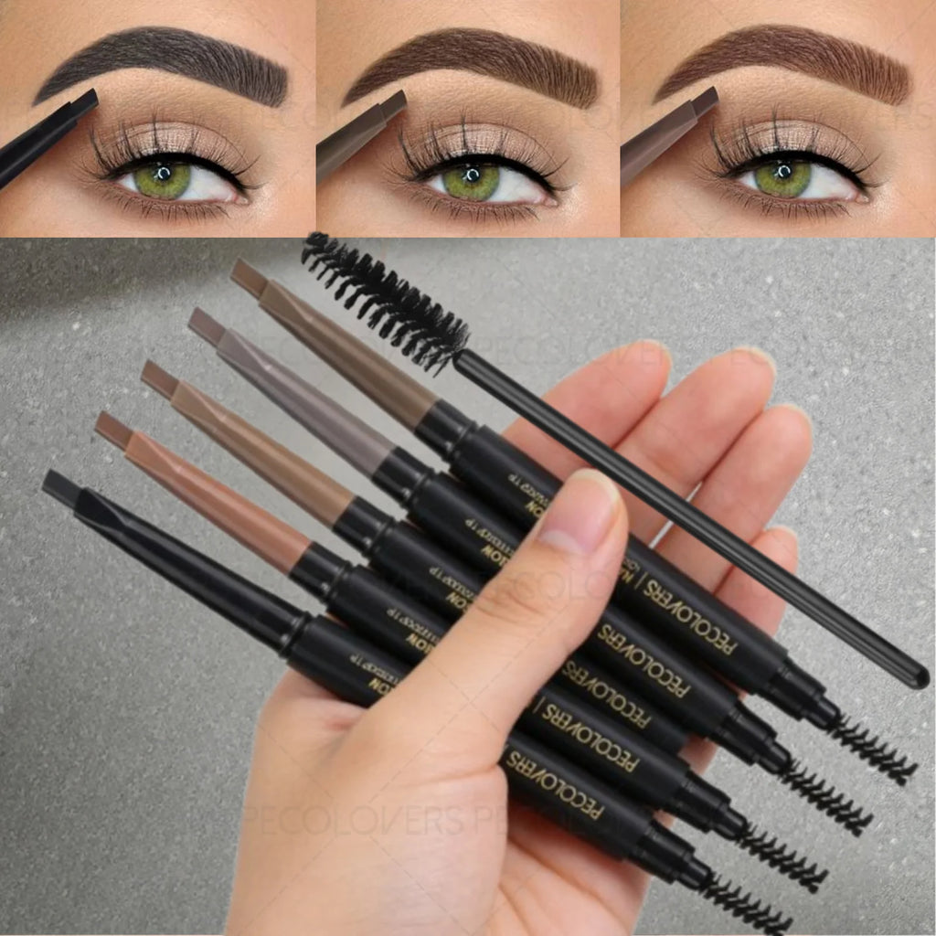 1PCS Two-in-one Eyebrow Pencil with Brush, Available in Black/brown/grey, Waterproof and Smudge-proof, Triangular Design Zpaxo