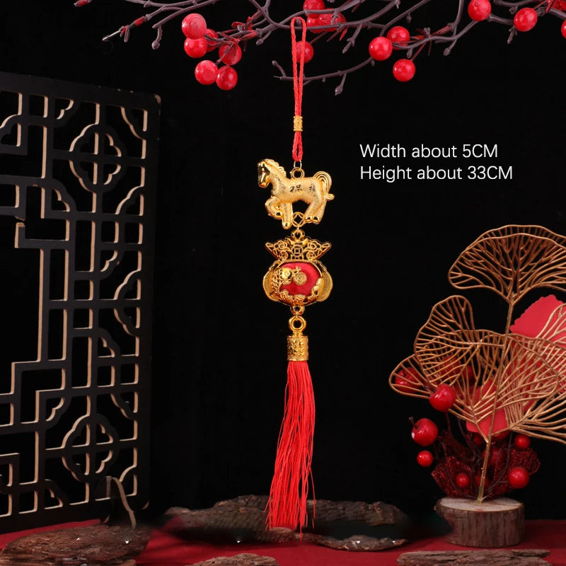 1/10Pcs 2026 Year Of The Horse Wall Hanging Car Ornament Chinese New Year 3D Horse Lantern Red Gold Pendant Lucky Decor Gifts Zpaxo A9
