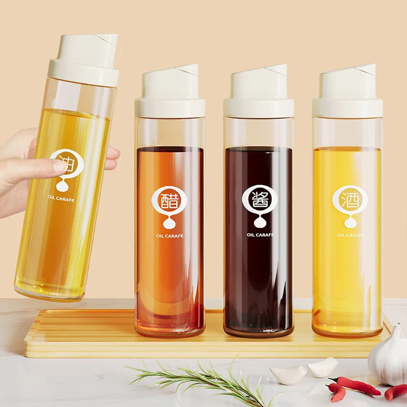 Oil Pot Kitchen Soy Sauce Vinegar Seasoning Bottle Set, No Oil Hanging, Leak Proof Glass Oil Tank, Automatic Opening and Closing Zpaxo