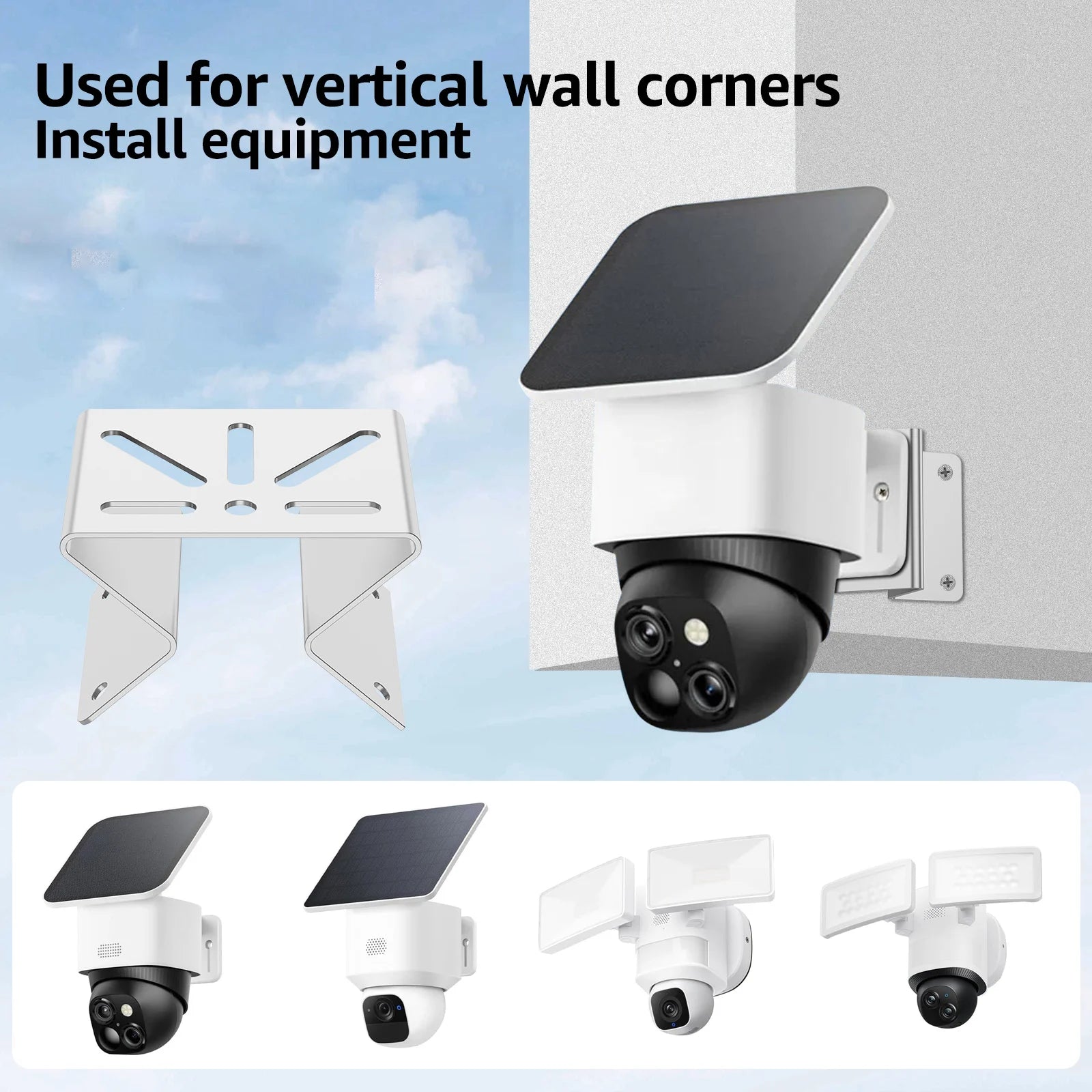 Outside Wall Corner Mount Metal Bracket Security Sturdy Stainless Steel Wide Angle Bracket Multifunctional for Eufy CCTV Camera Zpaxo
