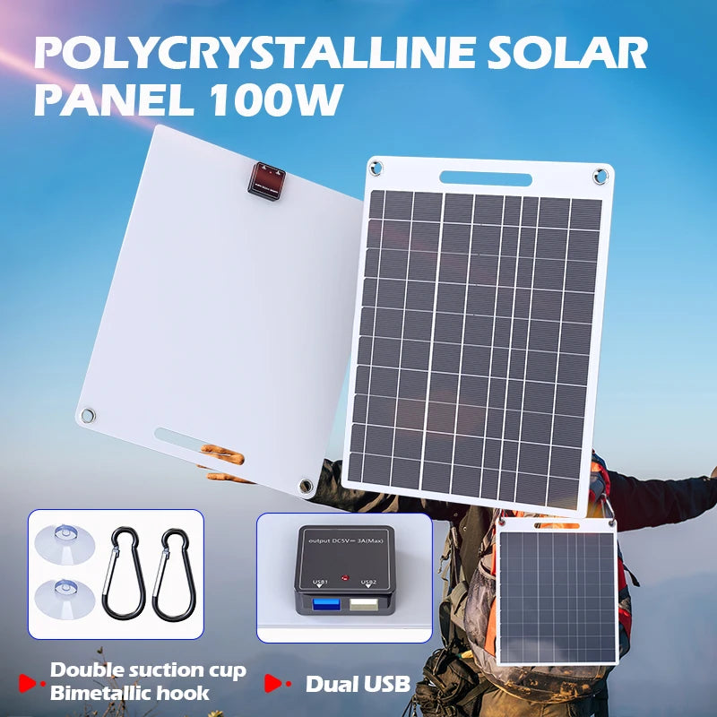 Durable Waterproof 100W Flexible Solar Panel Dual USB Ports Designed Zpaxo