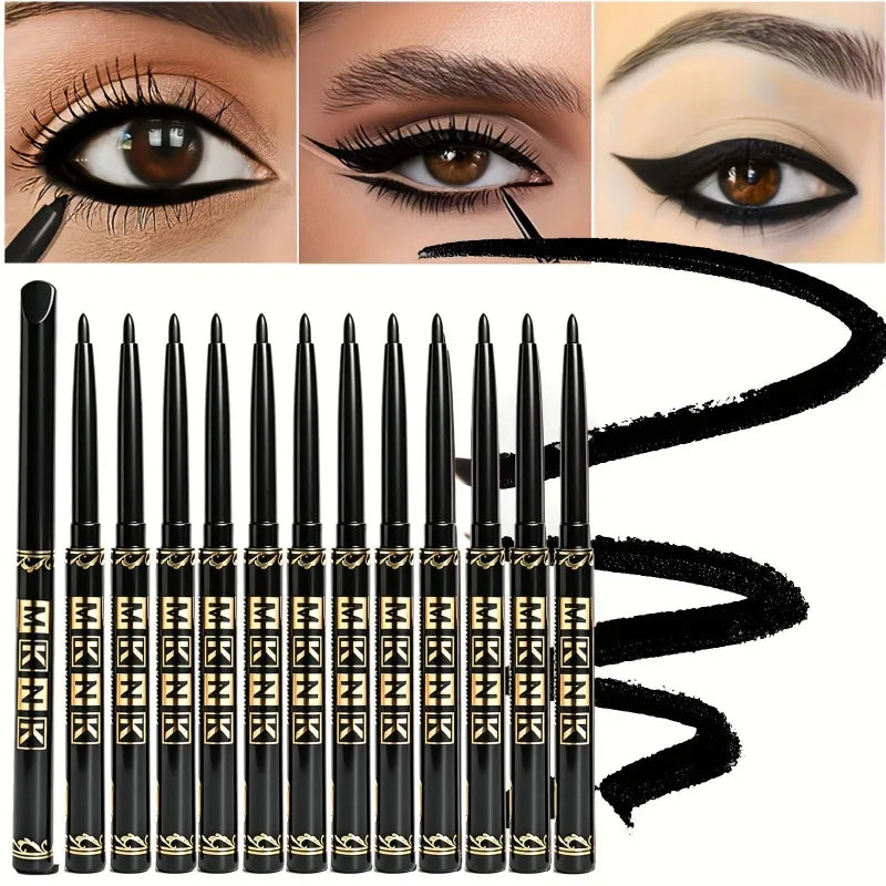 1- Waterproof Black Eyeliner Gel Pencils Smudge-proof Long-lasting