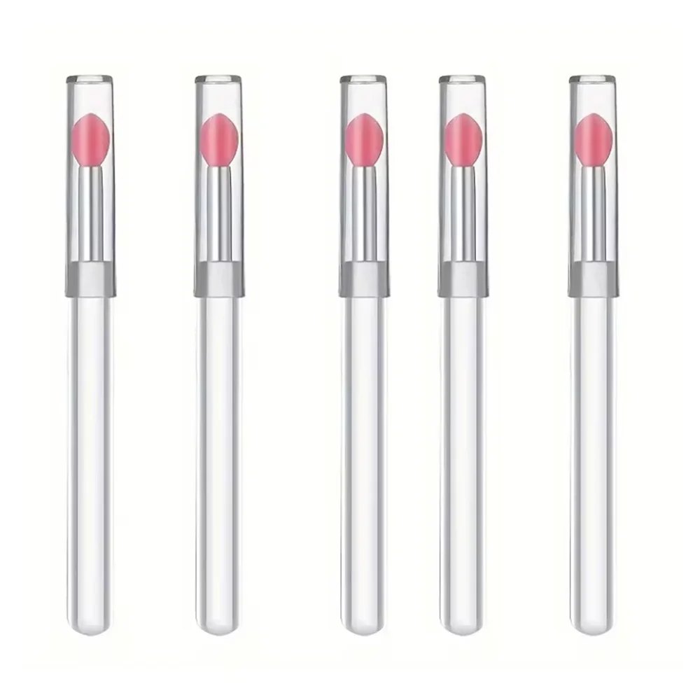 Silicone Lip Mask Brushes (Transparent/Pink)- Portable Lip Scrub Applicator, Soft Silicone Tip for Lip Balm/Lip Mask Zpaxo 5pcs