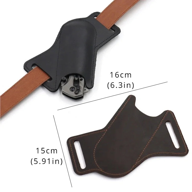 PU Leather Folding Knife Sheath with Waist Clip | EDC Carry