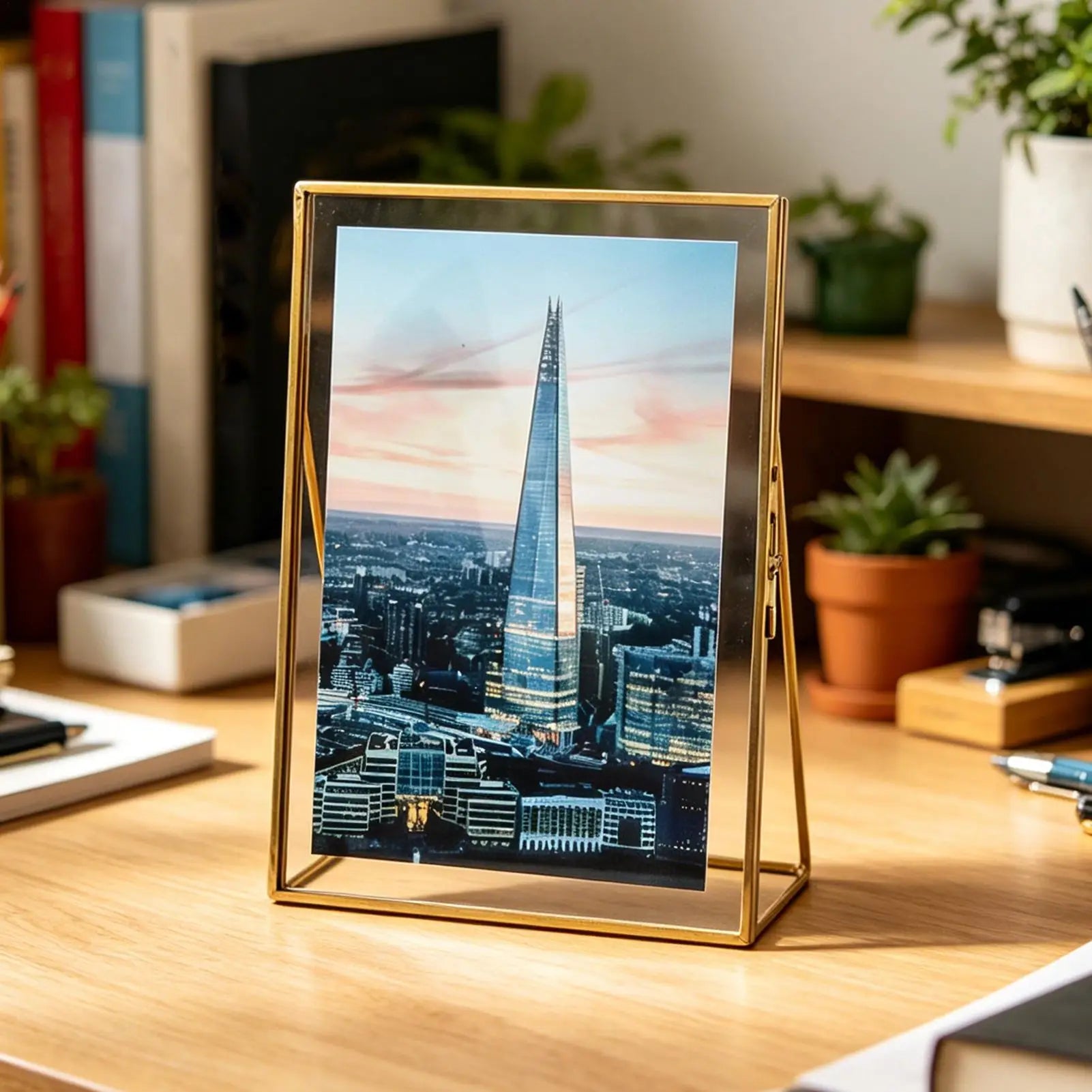 Flower Press Frame Simple Metal Tabletop Display 4x6in Floating