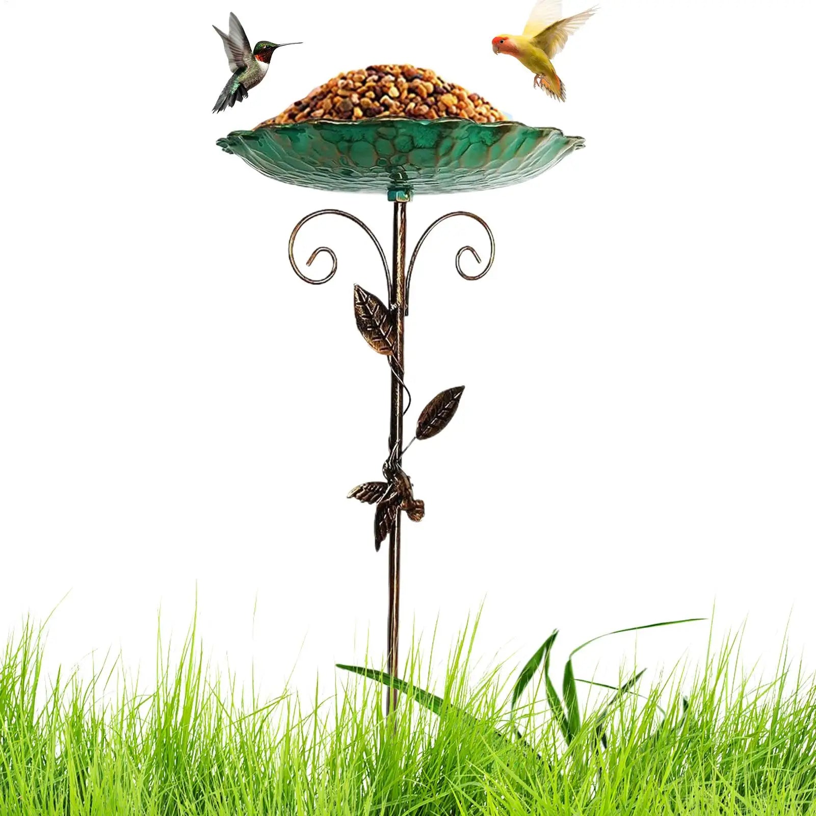 Birdbaths for Outdoors Lawn Birdfeeder Standing Metal Bird Feeder Bowl Height Adjustable Winterproof Decorations for Yard Patio Zpaxo Default Title