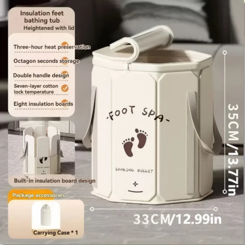 Household Portable Foot Bath Insulated Soaking Bucket Foldable Cover Zpaxo With cover
