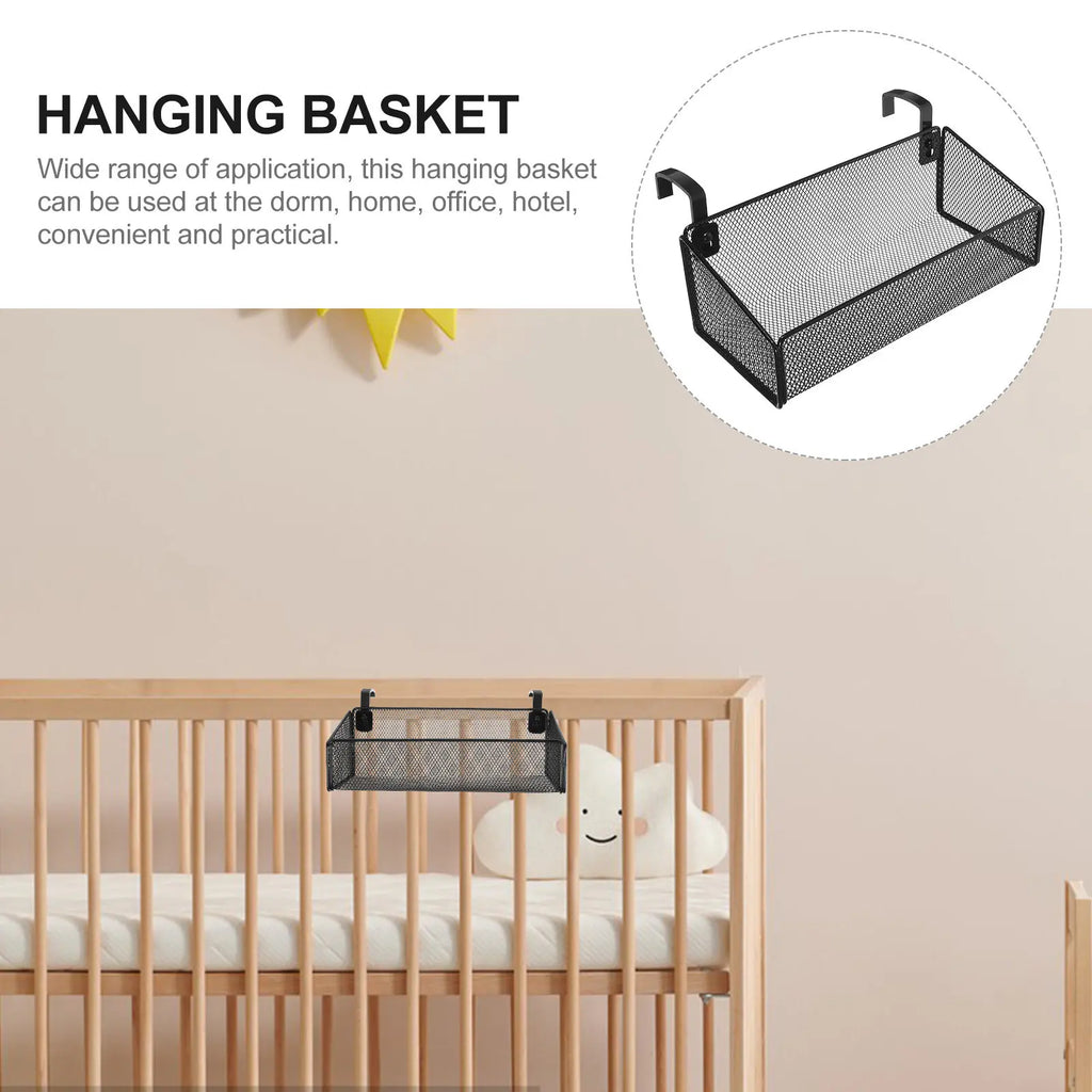 Bedside Hanging Storage Basket Metal Organizer Dormitory Bedroom Desk