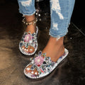 Women Slippers Outdoor Flats Bling Sandals Crystal Flower Summer Zpaxo Silver 38