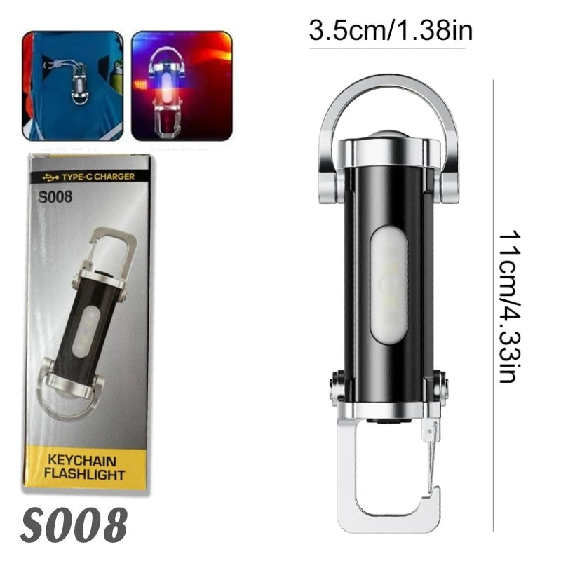 7-Mode COB LED Keychain Flashlight – Rechargeable & Waterproof