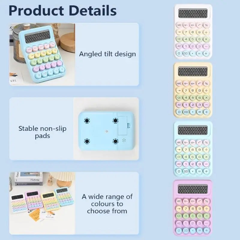 652F Mechanical Keypad Calculator Clear LCD Display Student Stationery Zpaxo