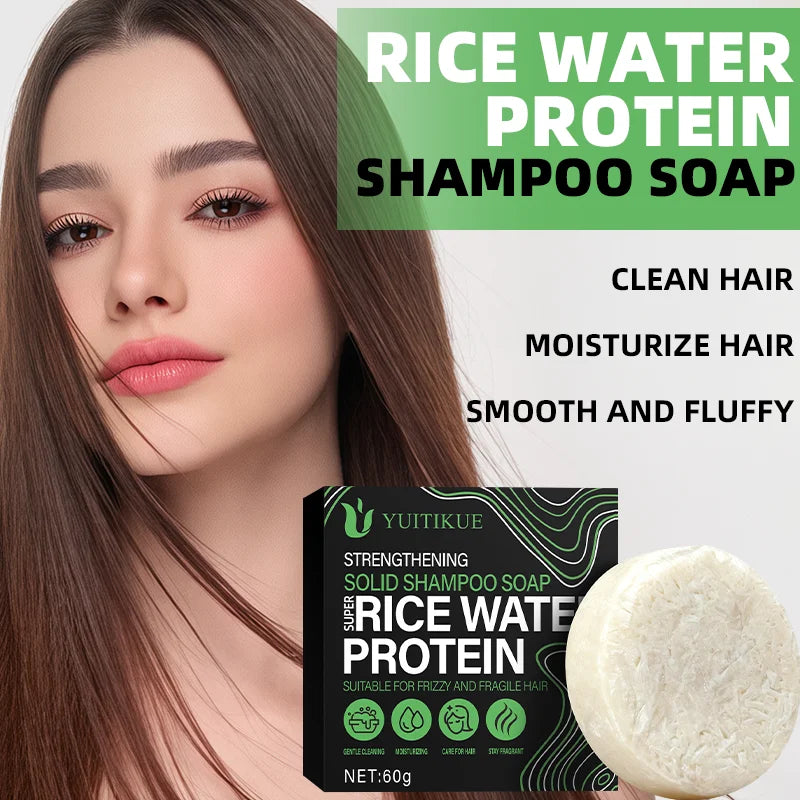 YUITIKUE Rice Protein Shampoo Bar – Frizzy & Fragile Hair 60g Solid Shampoo Bar Zpaxo
