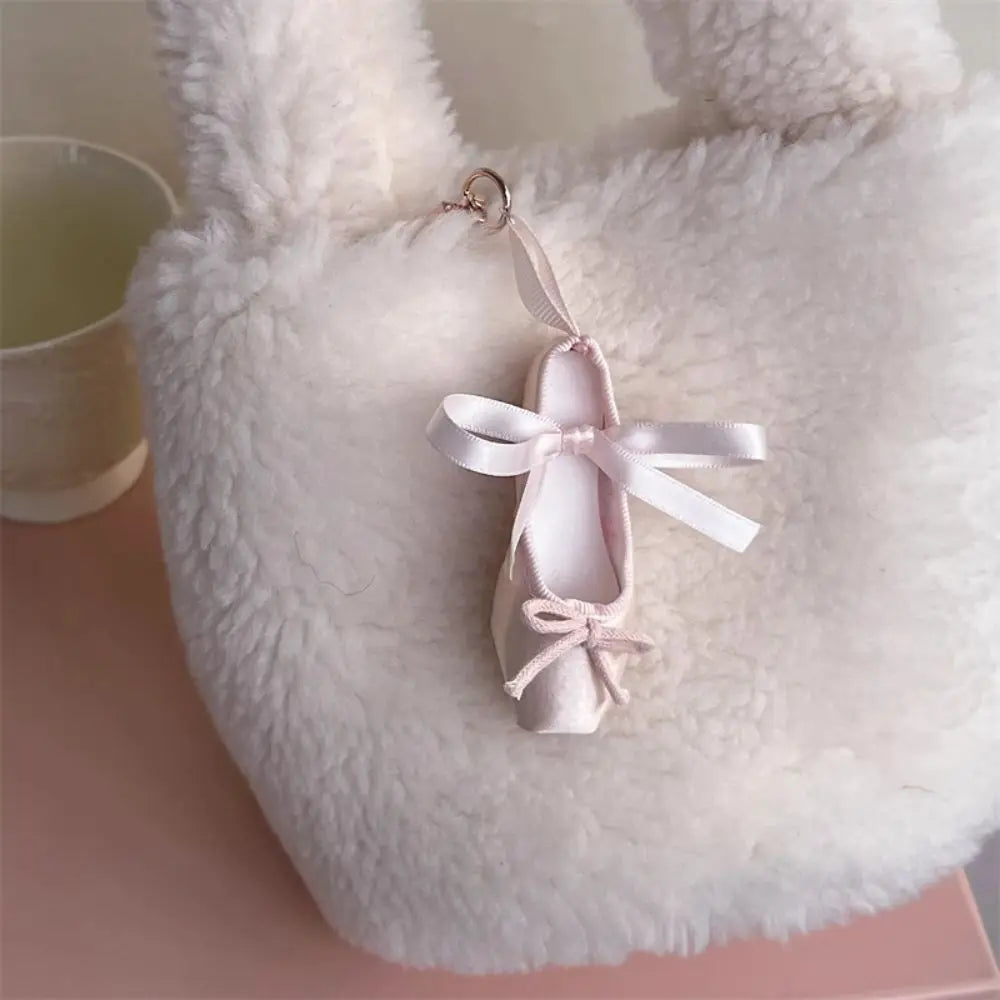 Bag Pendant Ballet Shoes Keychain Pink Handmade Mini Keyring Phone Zpaxo
