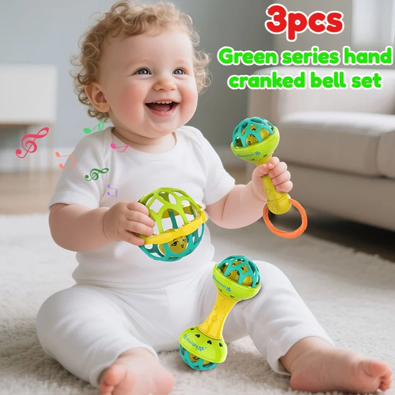 Colorful Hand-cranked Bell Ball Toy Infants Young Children Safe ABS