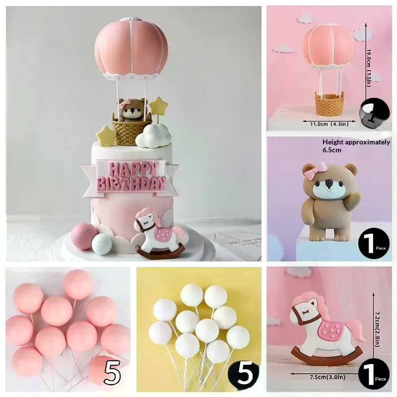 Blue Pink Hot Air Balloon Cake Topper Gender Reveal Party Cake Decoration Kids Boy Girls Birthday Party Supplies Baby Shower Zpaxo