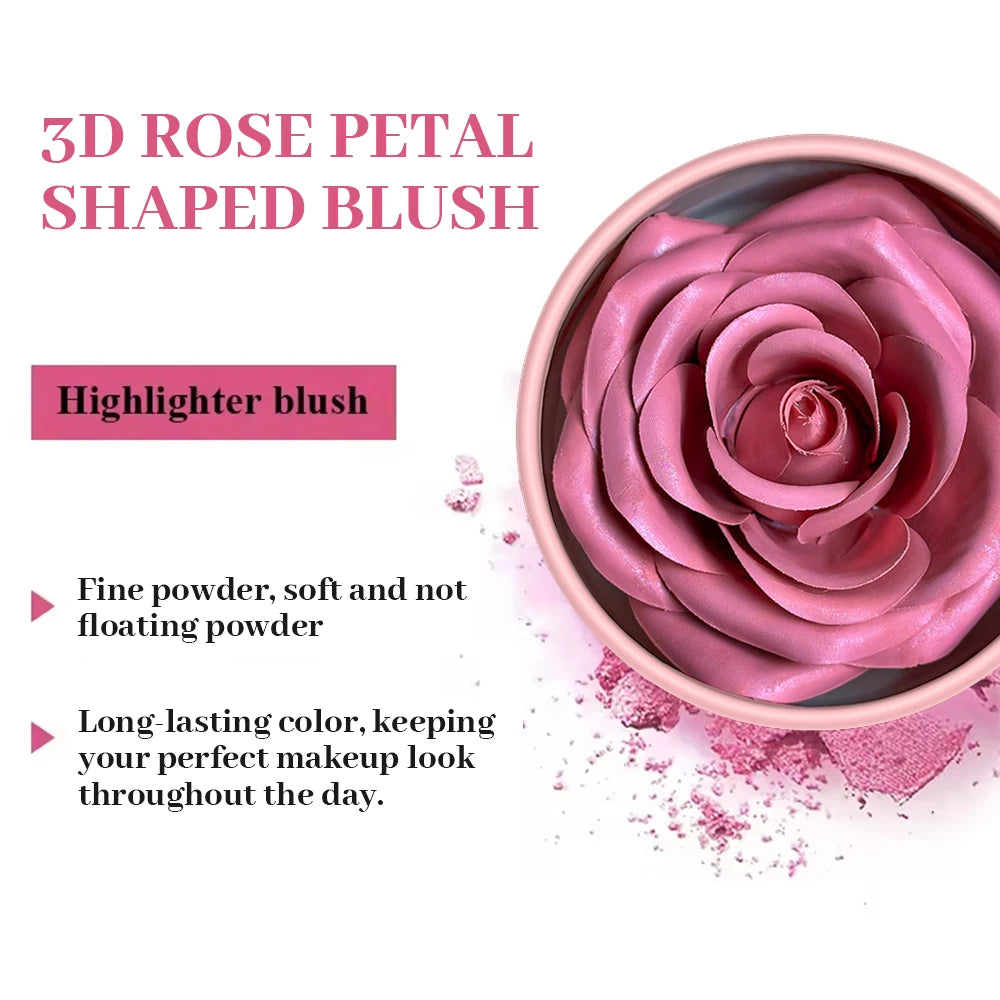 Floral Blush 3D petal Rose Petal Natural highlighter flower Blusher Pigment Long Lasting Face Makeup Brighten Effect cosmetics Zpaxo