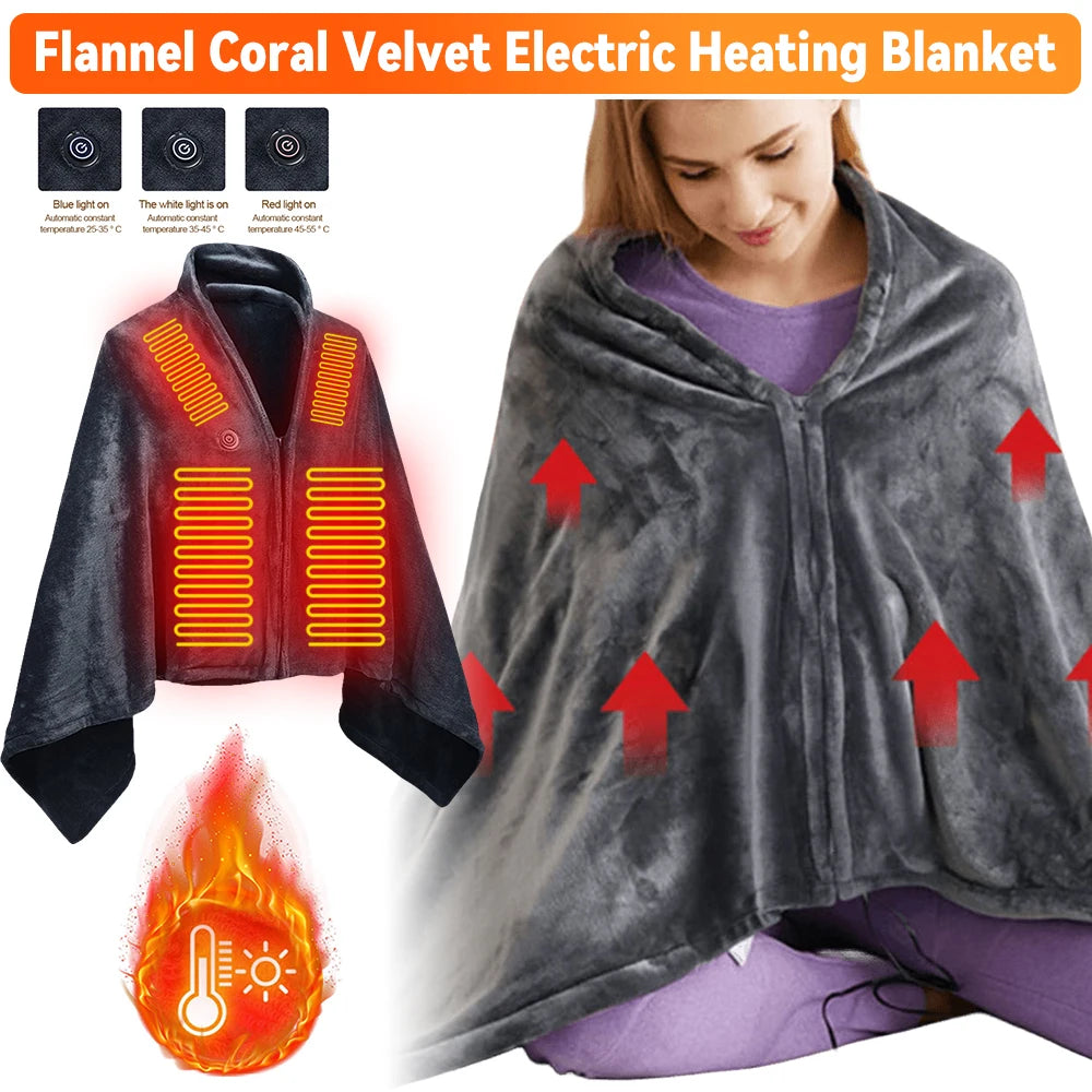 Office Wearable USB Electric Heated Blanket 5v 3 Level Throw Areas