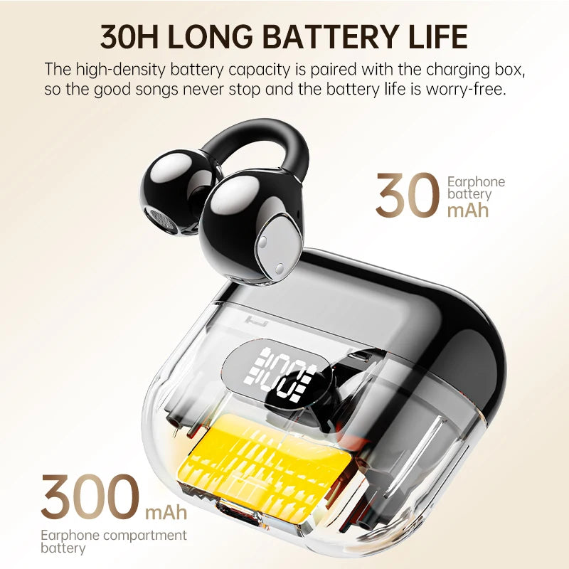 AI Translator Earbuds Clip-on Open Ear Headphones Wireless Bluetooth