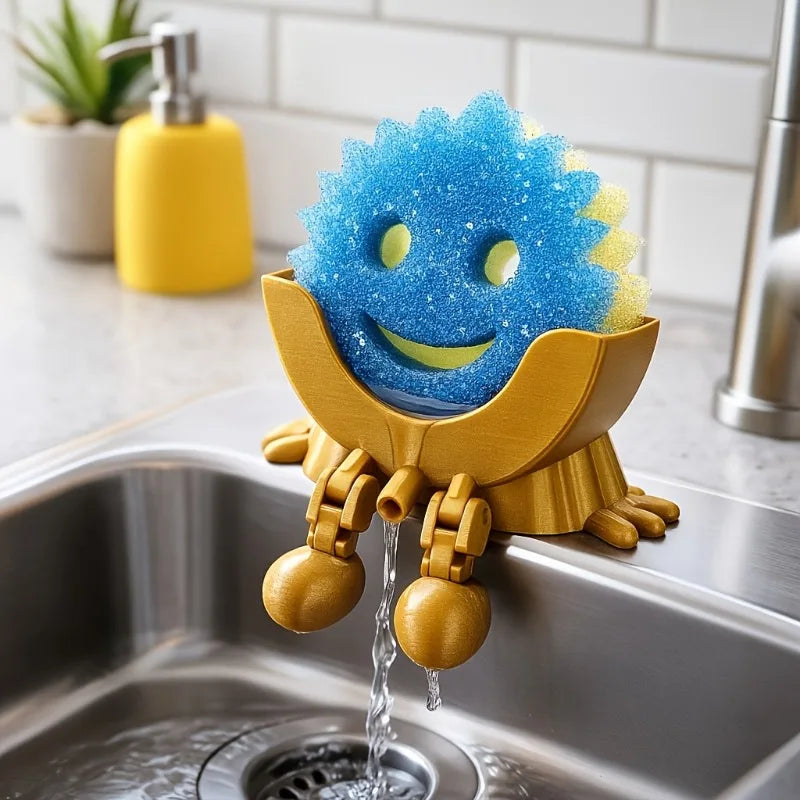 2026 Creative Smiley Face Sponge Holder 3D Printed Drainage Holes