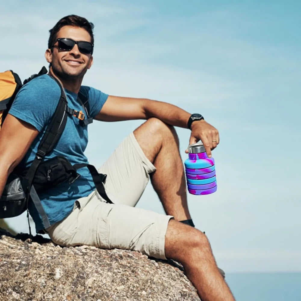 Collapsible Water Bottles Portable Leak-proof Travel Bottle Carabiner Zpaxo