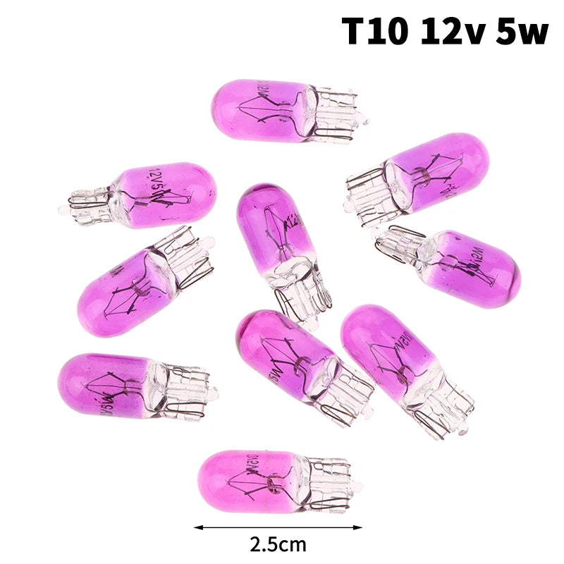 1 2W T5 5W T10 Glass Light Bulb Car Dashboard Instrument Panel Brake Zpaxo 12v Purple