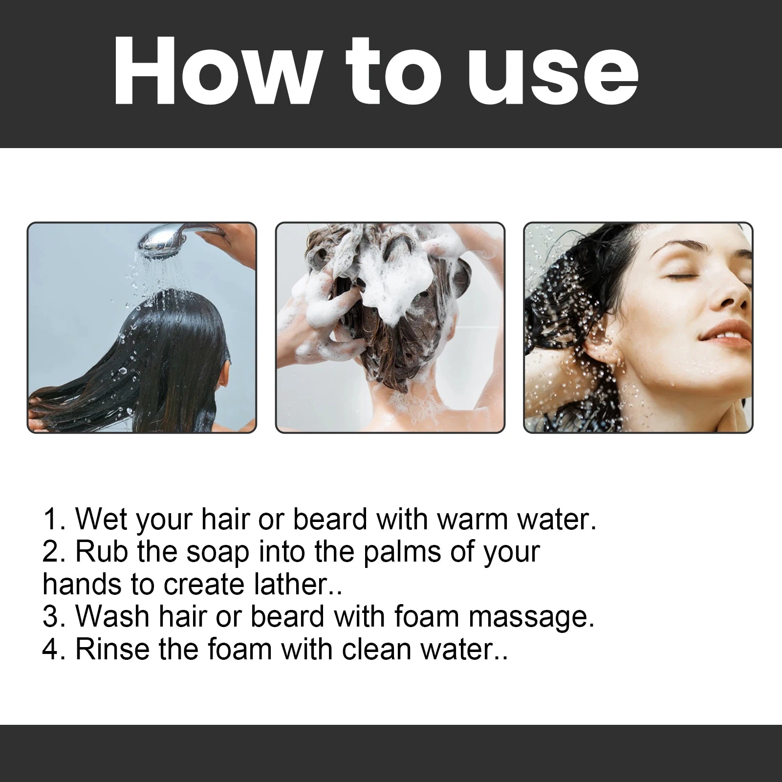 Ouhoe Black Hair Soap Natural Darkening Bar Hair Growth Stimulating Shampoo Bar For Gray Restoration Nourishing Scalp Care 55g Zpaxo