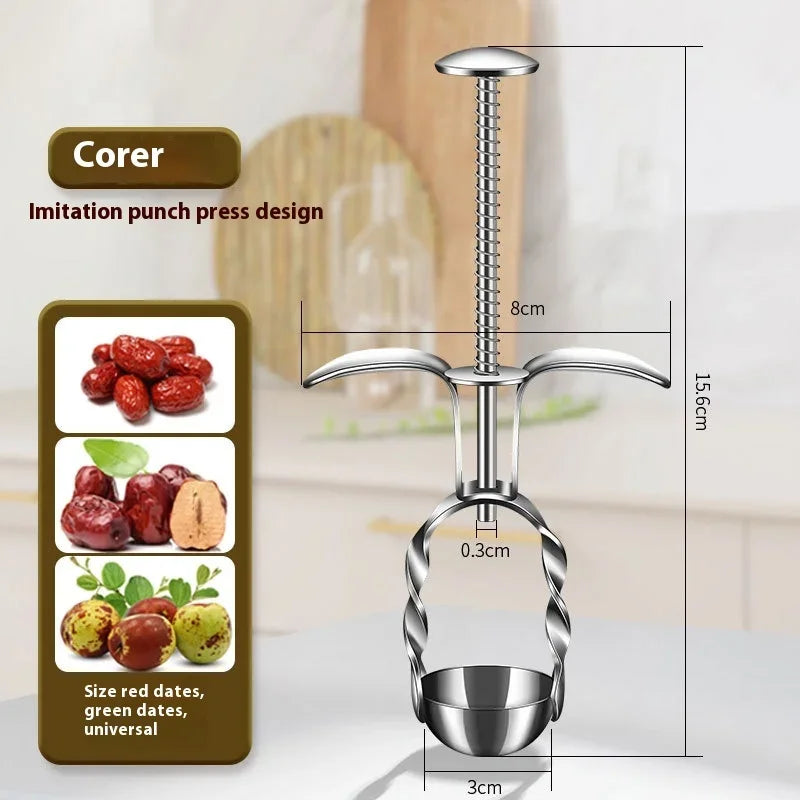 Hot Stainless Steel Cherry Olive Pitter Red Dates Jujube Core Remover Tools Multipurpose Fruit Corer Pit Kitchen Gadget Tools Zpaxo as show