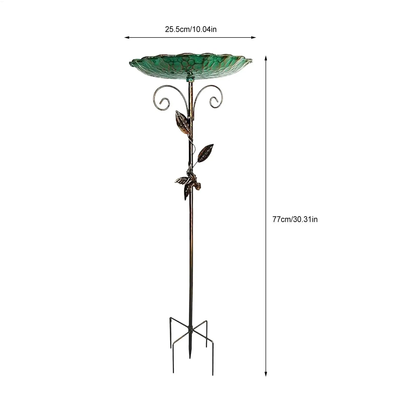 Bird Bath Height Metal Decorative Water Feeder Outdoor Garden Terrace