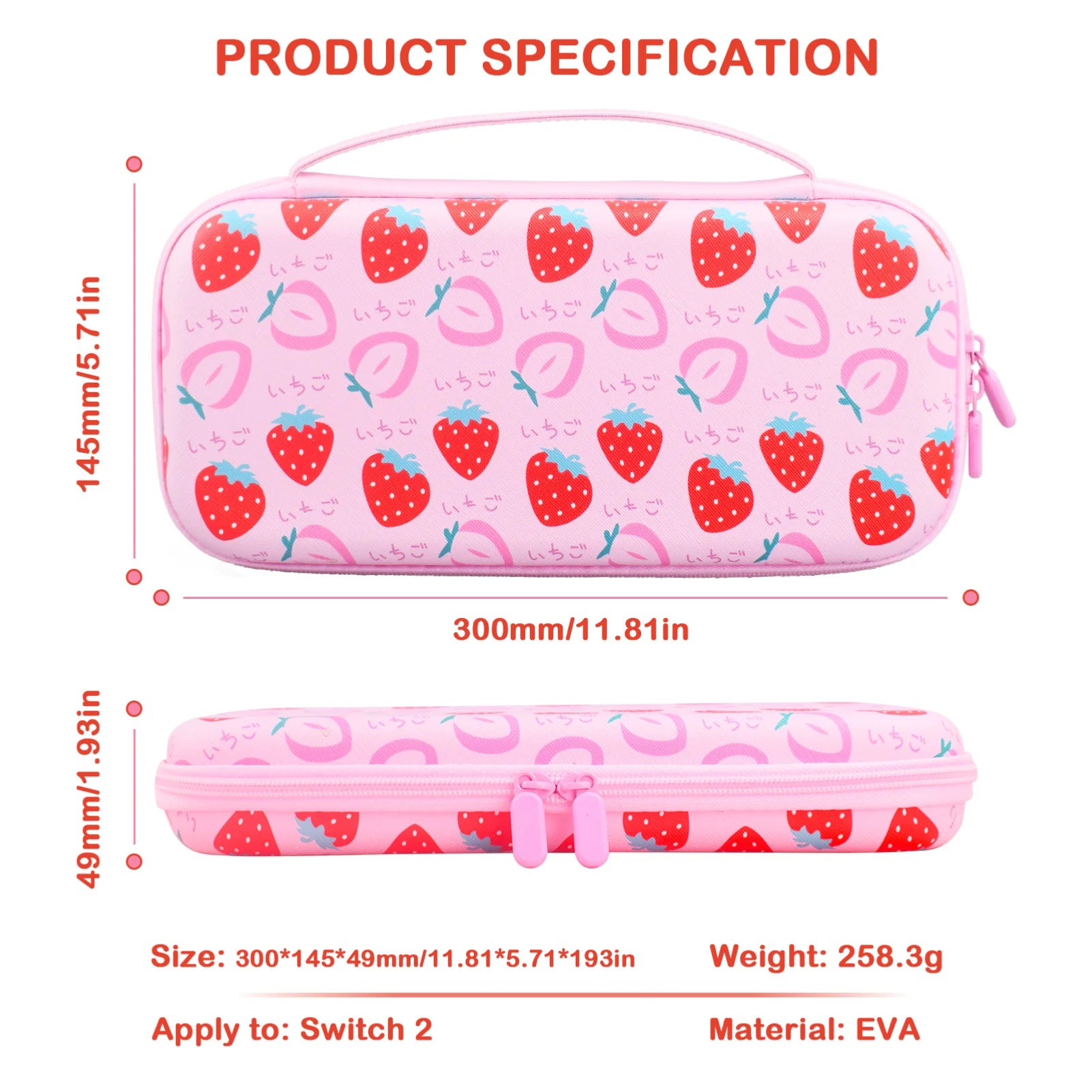 Travel Carrying Case Portable Carry Case Hard Case Pouch for Switch 2 Console & Storage Bag strawberry leaf themed accessories Zpaxo