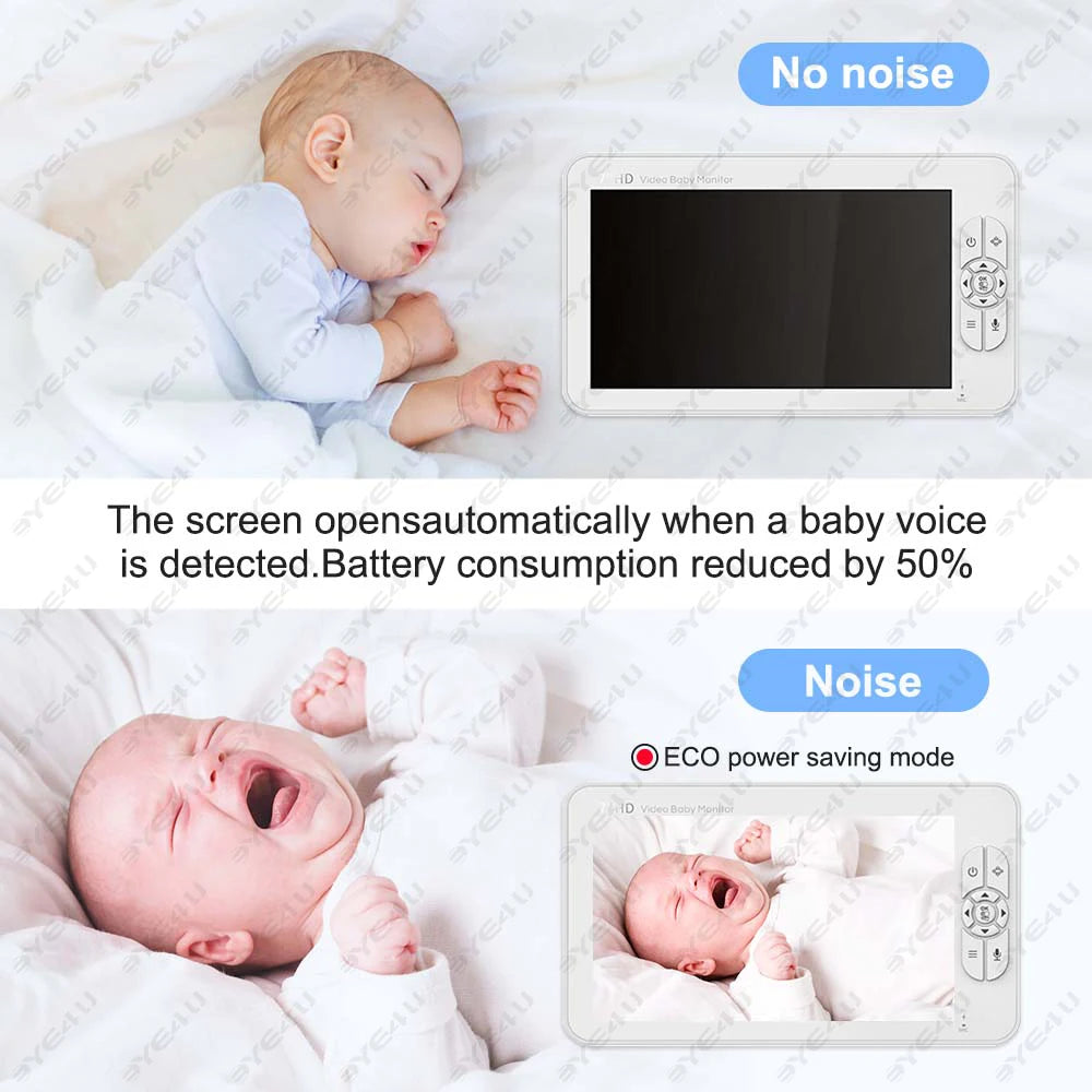 5'' Video Baby Monitor Mother Kids Night Vision Zoom PTZ Surveillance Zpaxo