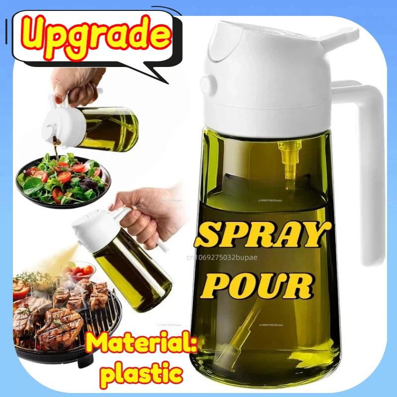 Oil Spray Pot 2-in-1 Plastic Household Kitchen Oil Bottle Nebulizing Mist Filling Cooking Oil Spray Pot Dual Use Camping Zpaxo White-Avoid light