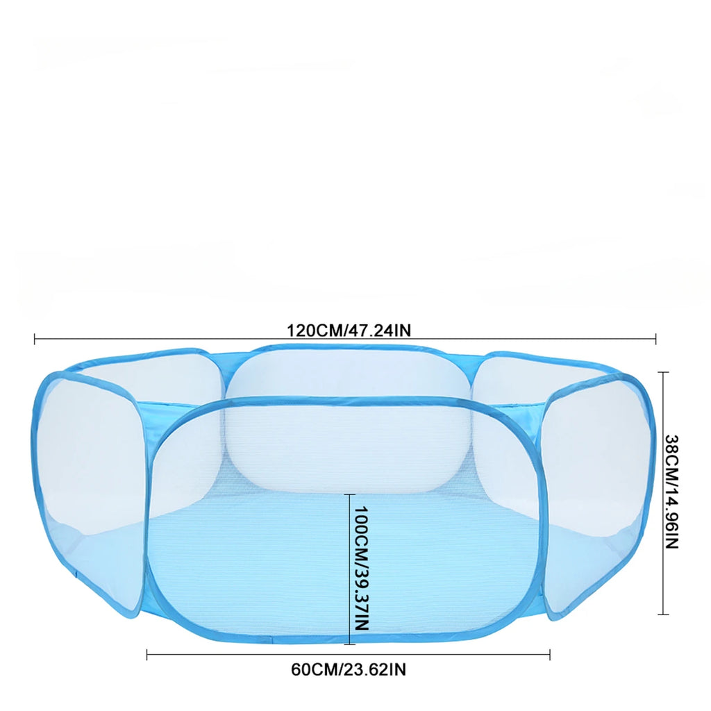 Pet Playpen Outdoor Breathable Small Animals Tent Rabbit Play Pen Foldable Transparent Pet Exercise Fence for Guinea Pig Cage Zpaxo blue