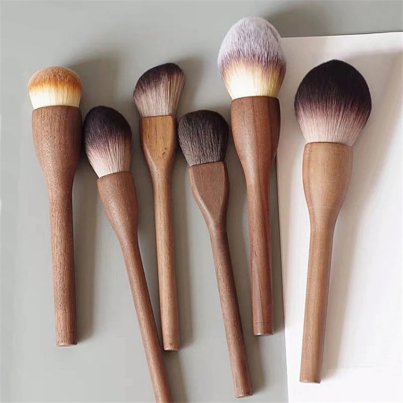 1 European Vintage Wood Handle Makeup Brush Walnut Loose Powder Blush