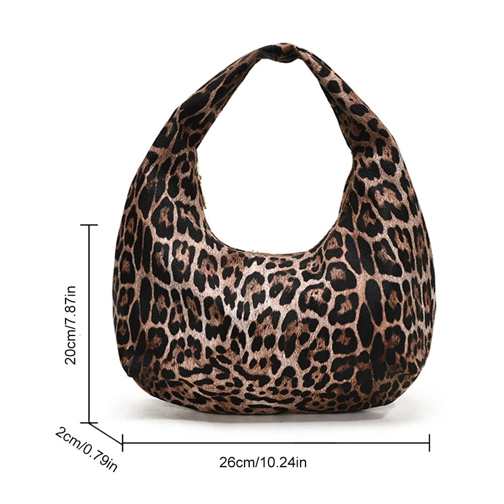 Women PU Leopard Fashion Shoulder Bag Large Capacity Circular