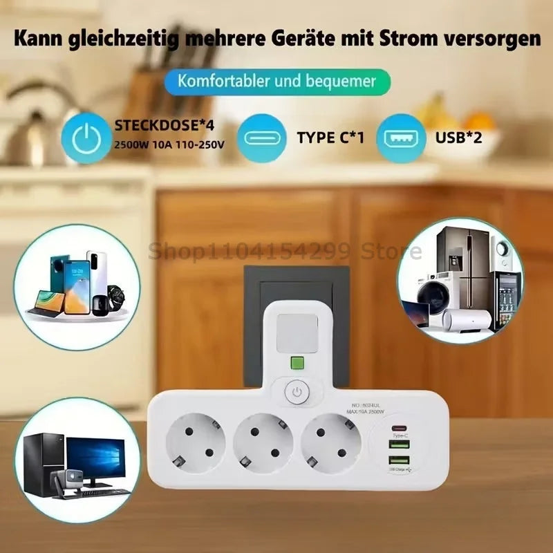 Multi-socket Power Strips Strip 3 Plugs USB Socket Electric Outlet Fast Charger Desktop Charging USB Electrical Adapter Socket Zpaxo