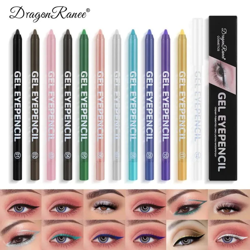 12 Colors Shine Pearlescent Eyeliner Pencil Waterproof Long Lasting
