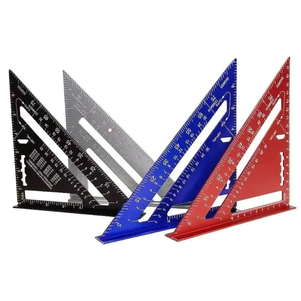 New 7Inch Triangle Ruler Measurement Tool Aluminium Alloy Carpenter Tools Inch Metric Angle Ruler Speed Square Woodworking Tools Zpaxo