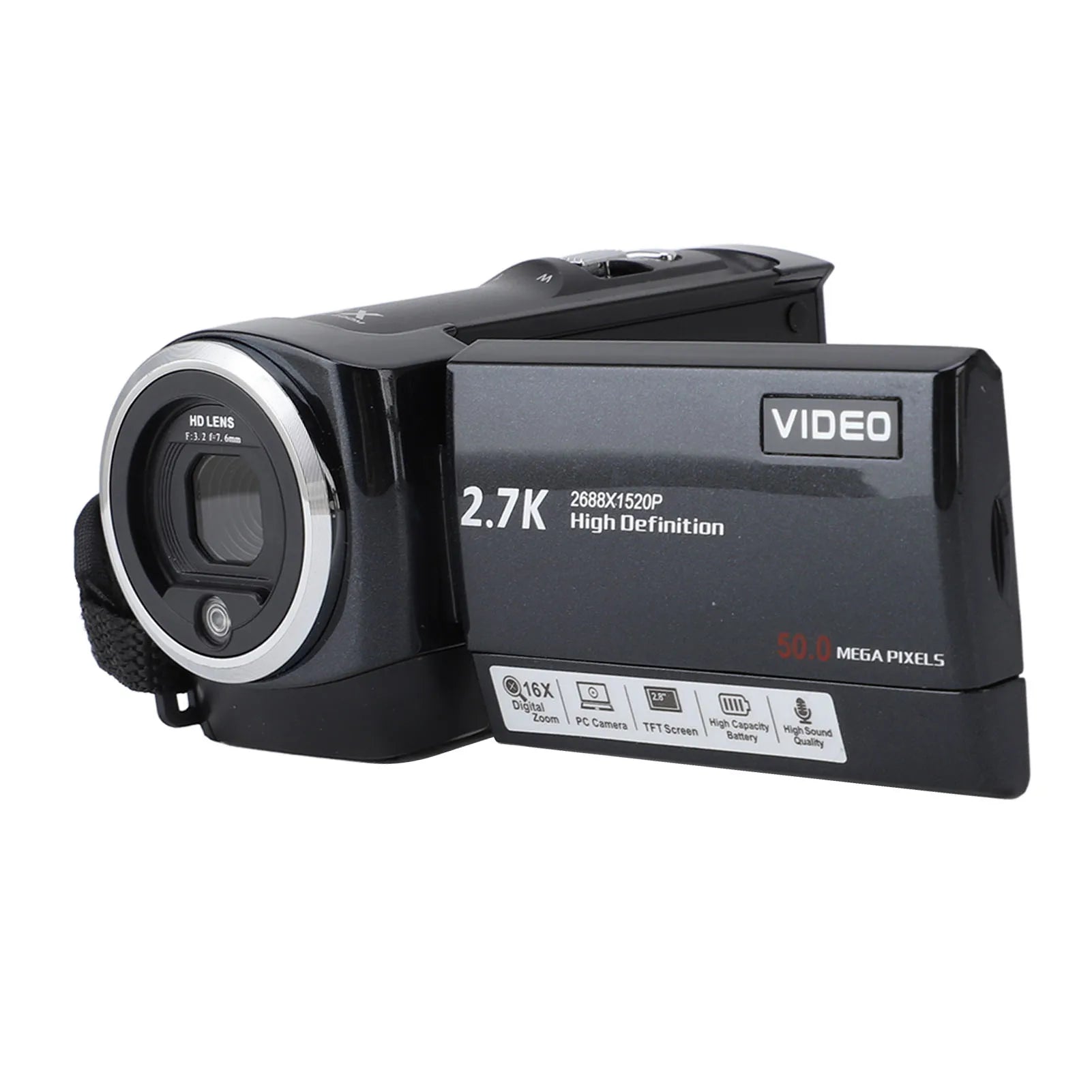2 7K Camcorder 16x Digital Zoom Professional Face Recognition Video