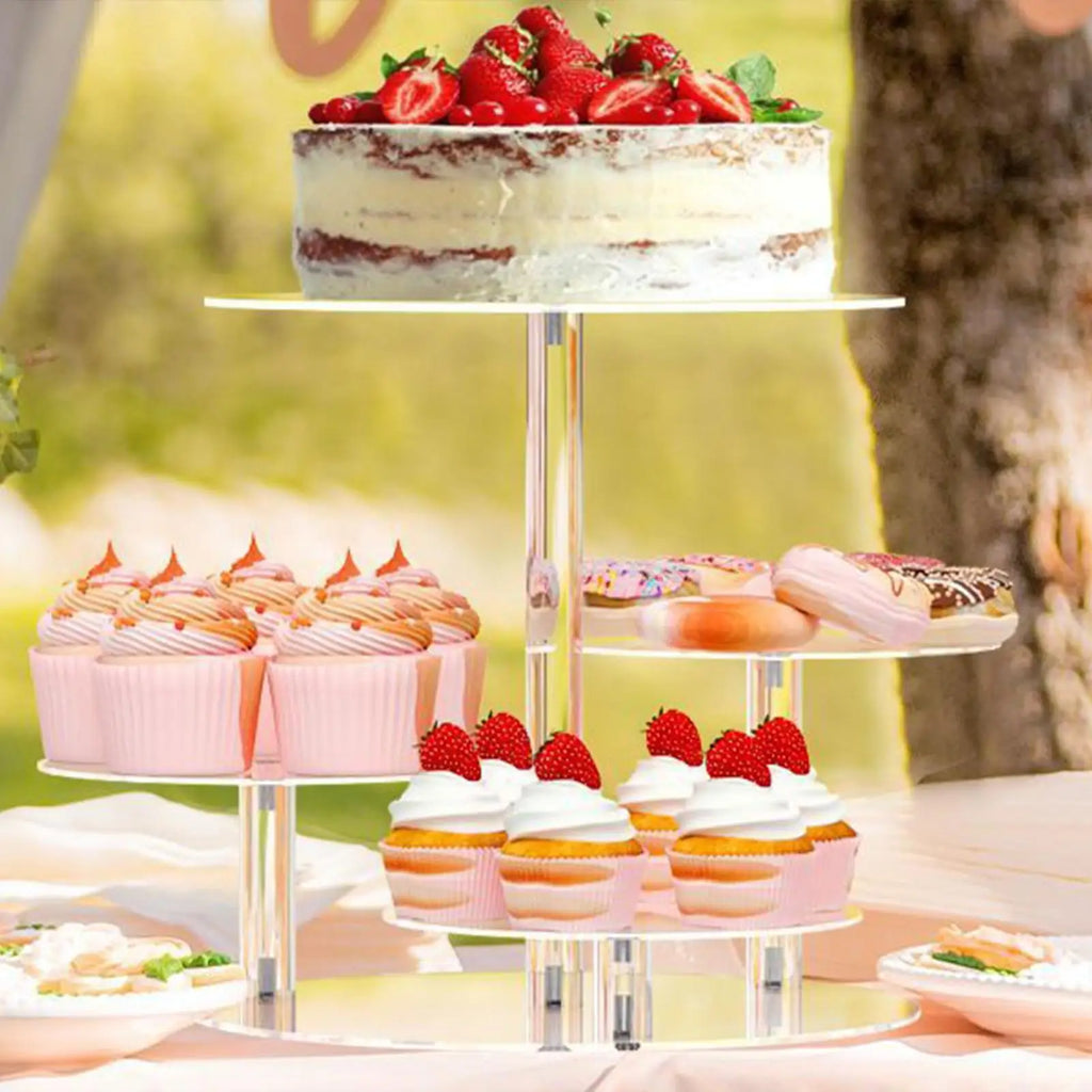 Cupcake Stand Acrylic 4-Tier Round Serving Cup Cake Stand Dessert Display for Cookie Snack Food Pastry Candy Wedding Birthday Zpaxo