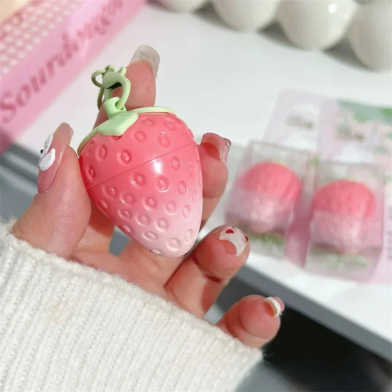 Strawberry Keychain Warming Moisturizing Lip Balm Fruity Pink Color-changing Lipstick Anti-drying Hydration Lip stick Lip Care Zpaxo